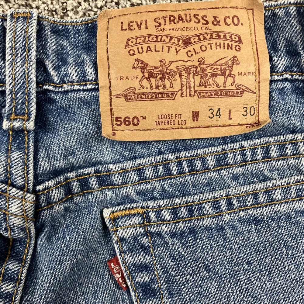 Vintage Levis Jeans 32x30 560 Orange Tab Black Wing‎ Loose Fit Tapered USA Made - Picture 11 of 12
